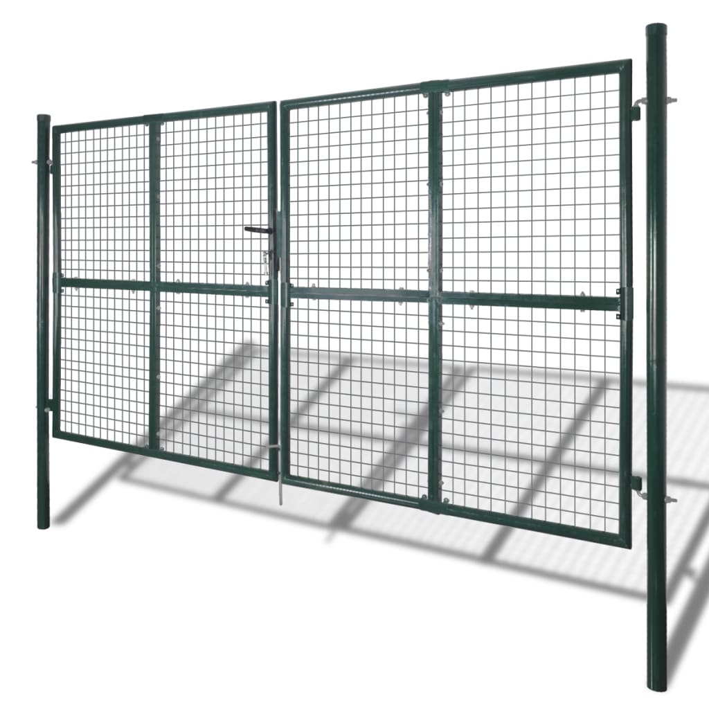 Doppeltür-Gartentor 300x150 cm pulverbeschichteter Stahl