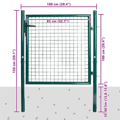 Einzeltür-Gartentor 100x100 cm pulverbeschichteter Stahl