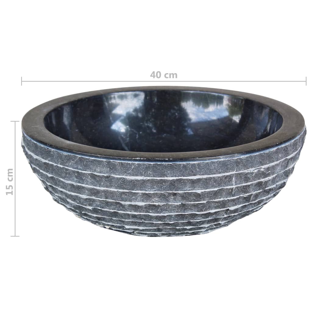 Waschbecken Marmor 40 cm Schwarz