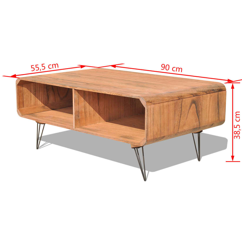 Table basse 90×55,5×38,5 cm en bois massif de paulownia marron