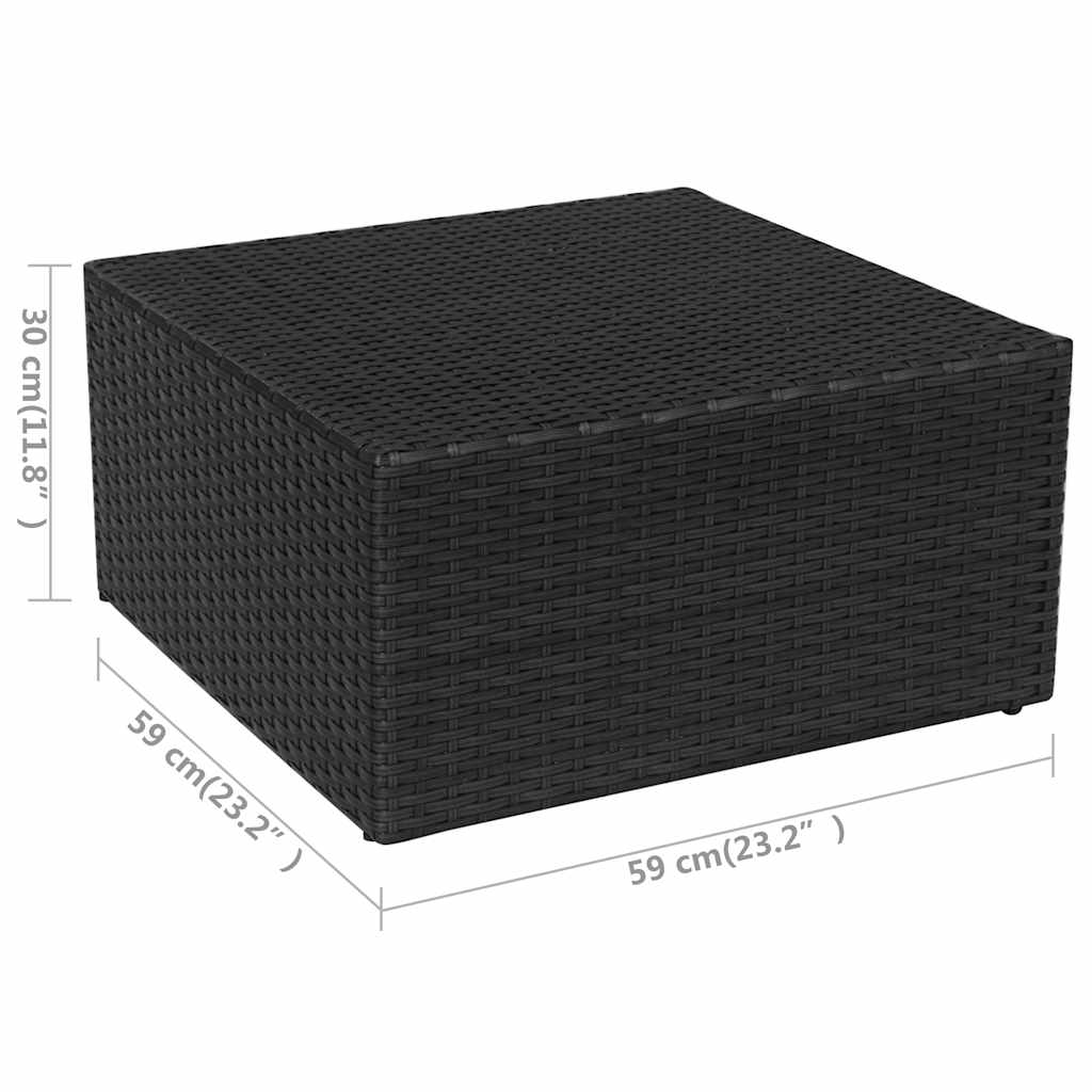 Gartensessel mit Fußhocker Poly Rattan Schwarz