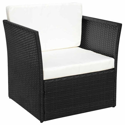 Gartensessel mit Fußhocker Poly Rattan Schwarz