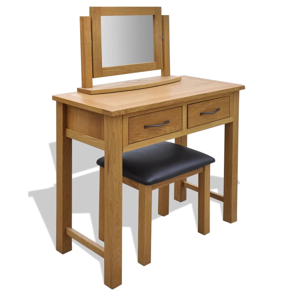 Frisiertisch mit Hocker Massivholz Eiche