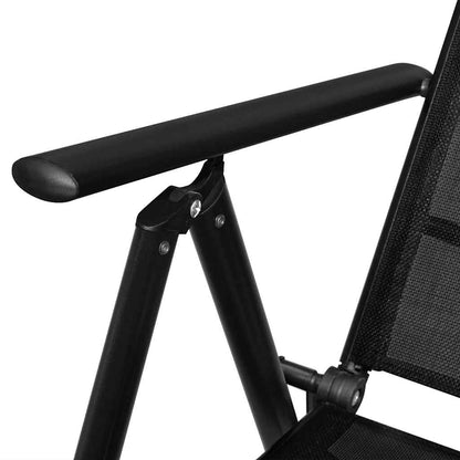 Klappstühle, 2 Stück, Aluminium und Textilene, Schwarz