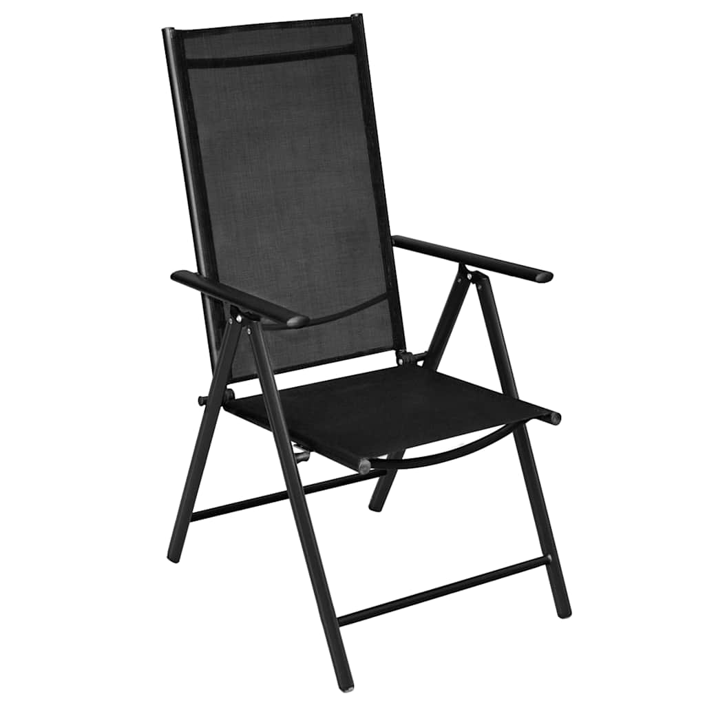 Klappstühle, 4 Stück, Aluminium und Textilene, Schwarz