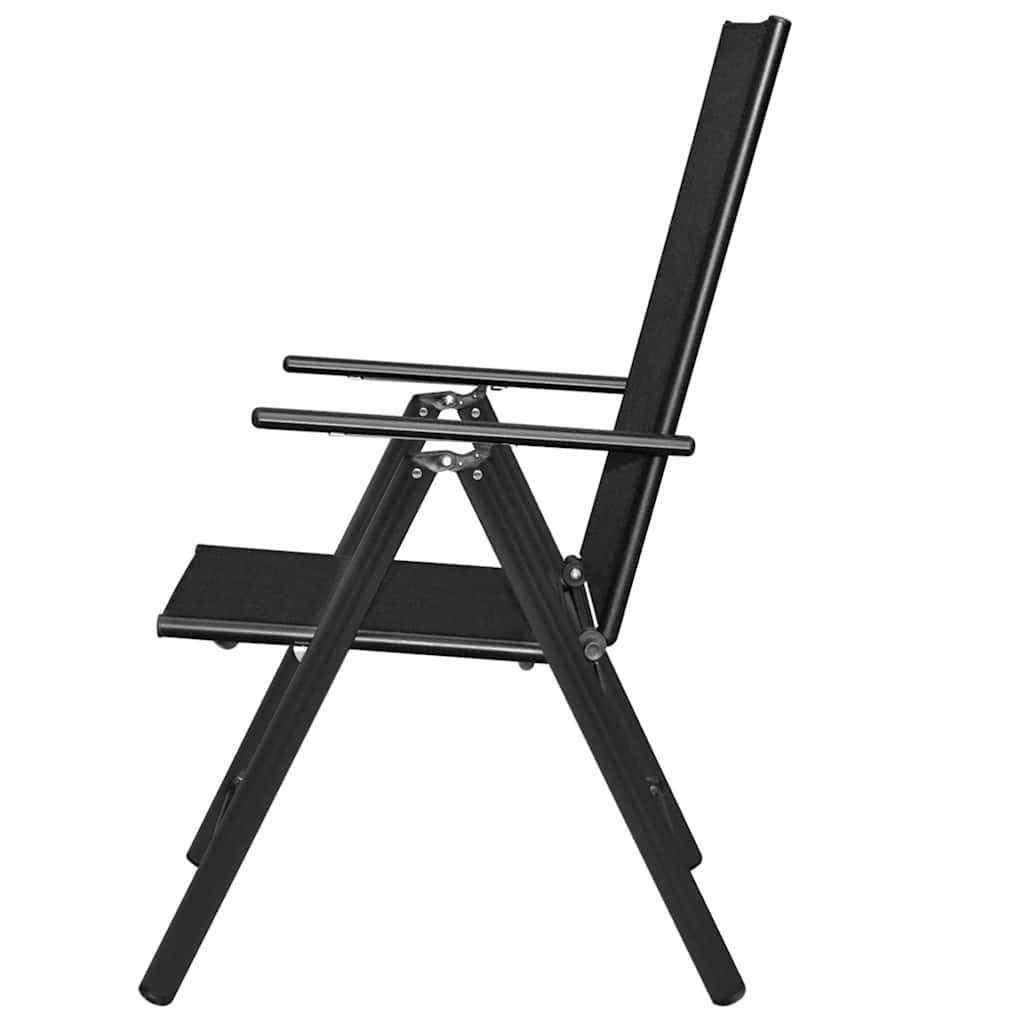 Klappstühle, 4 Stück, Aluminium und Textilene, Schwarz