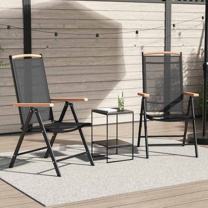 Klappstühle, 2 Stück, Aluminium und Textilene, Schwarz