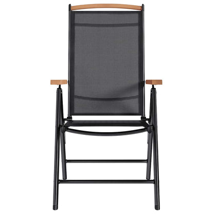 Klappstühle, 2 Stück, Aluminium und Textilene, Schwarz