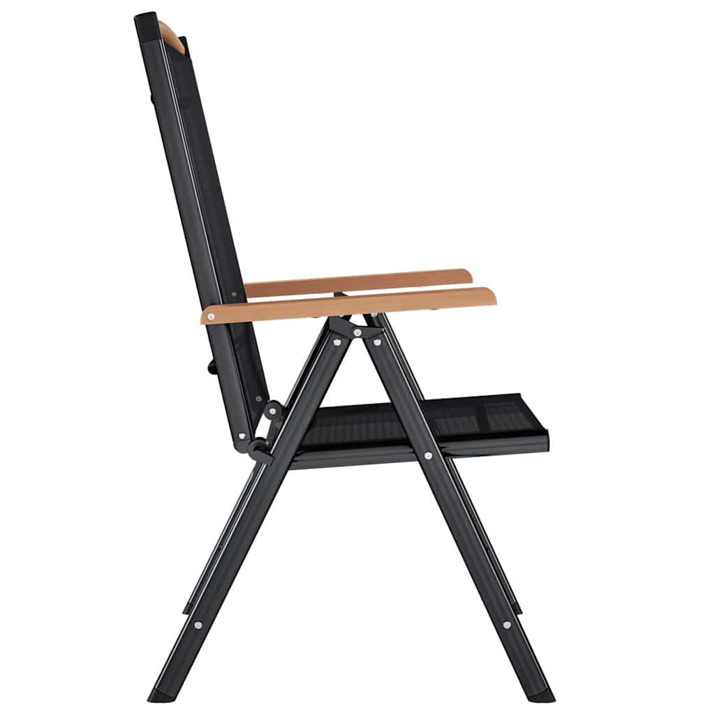 Klappstühle, 2 Stück, Aluminium und Textilene, Schwarz
