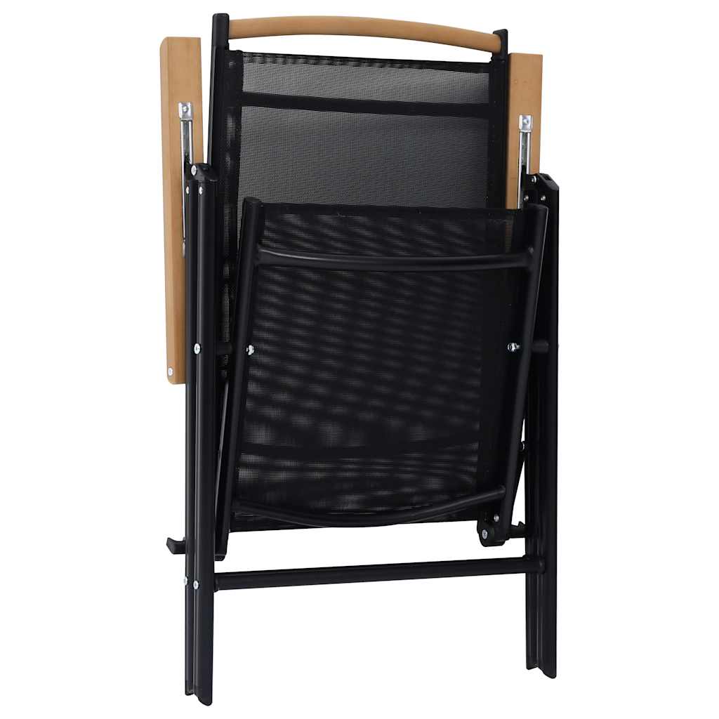 Klappstühle, 2 Stück, Aluminium und Textilene, Schwarz