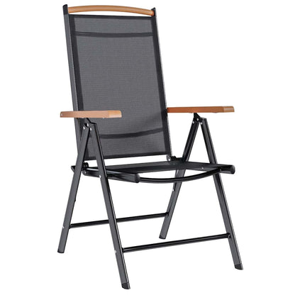 Klappstühle, 4 Stück, Aluminium und Textilene, Schwarz