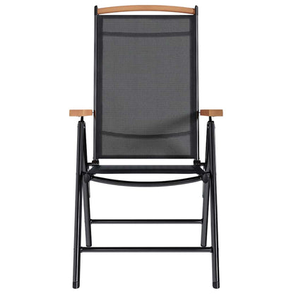 Klappstühle, 4 Stück, Aluminium und Textilene, Schwarz