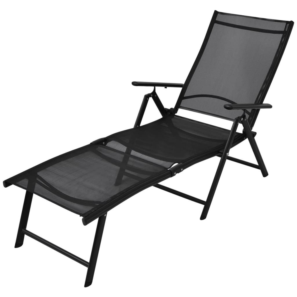 Bain de soleil pliable en aluminium noir