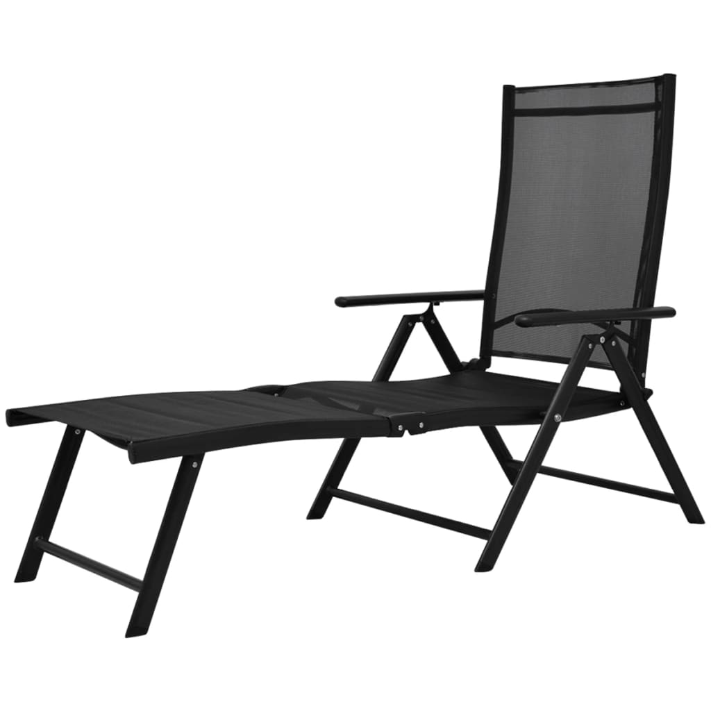 Bain de soleil pliable en aluminium noir