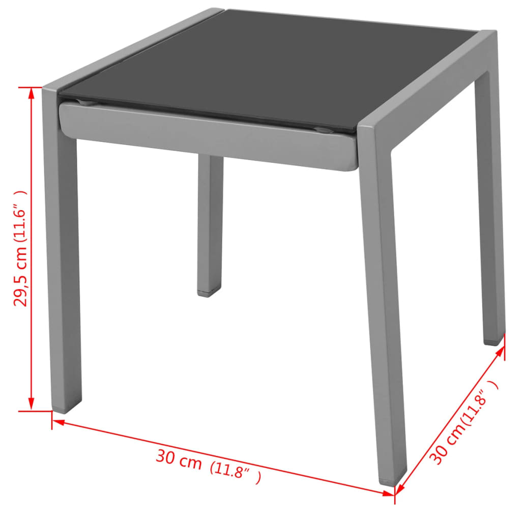 Sonnenliegen mit Tisch Aluminium Schwarz