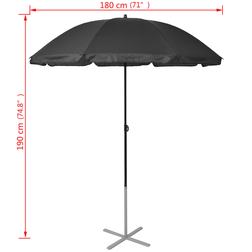 Bains de soleil avec parasol aluminium noir