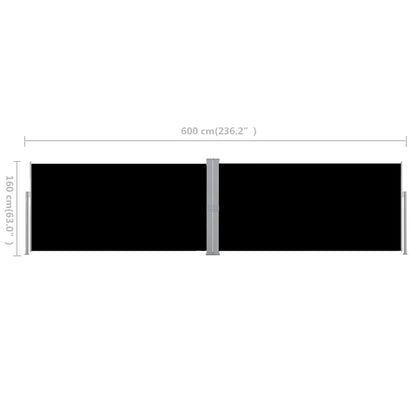 Seitenmarkise Ausziehbar Schwarz 160×600 cm