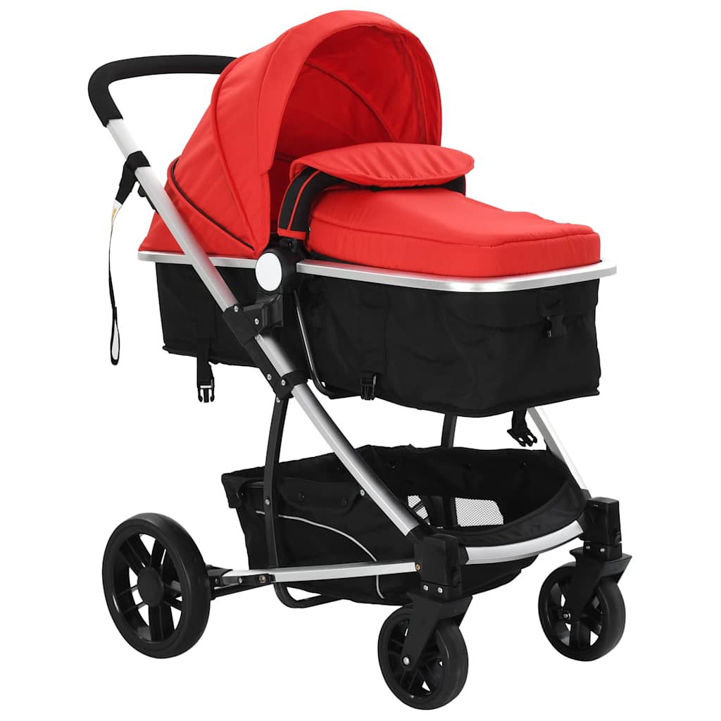 2-in-1 Kinderwagen/Buggy Aluminium Rot und Schwarz
