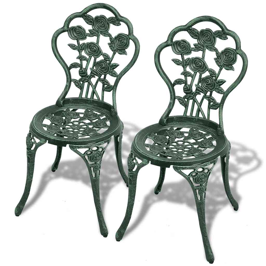 3-tlg. Bistro-Set Aluminiumguss Grün