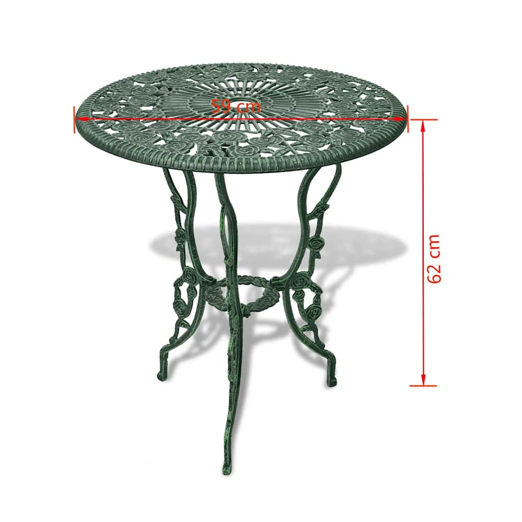 3-tlg. Bistro-Set Aluminiumguss Grün