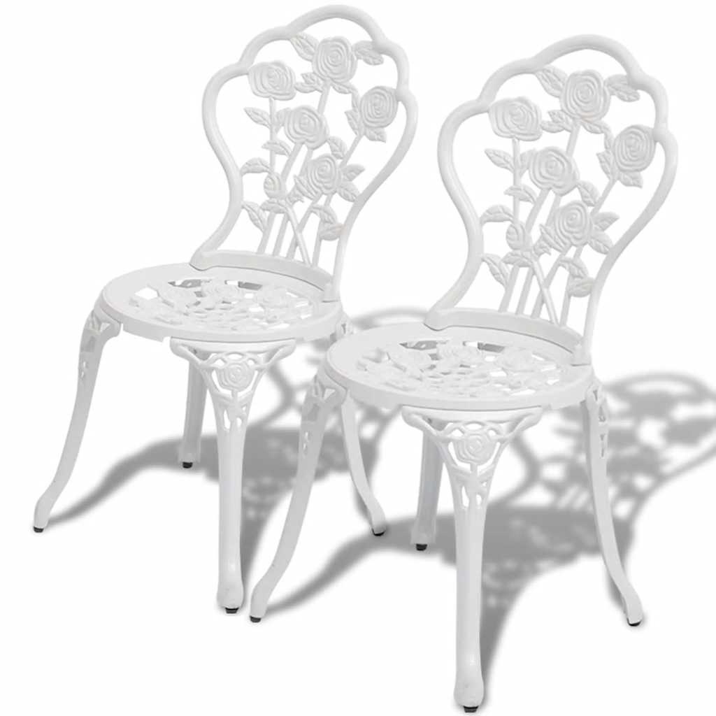 3-tlg. Bistro-Set Aluminiumguss Weiß