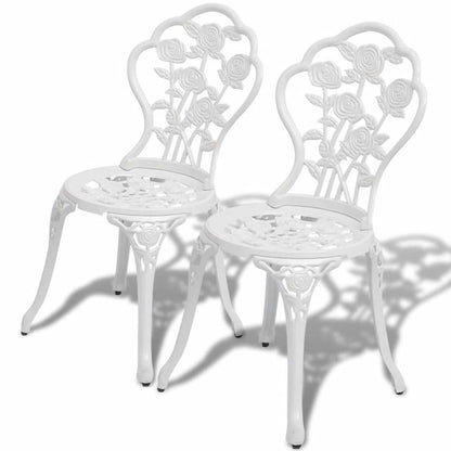 3-tlg. Bistro-Set Aluminiumguss Weiß