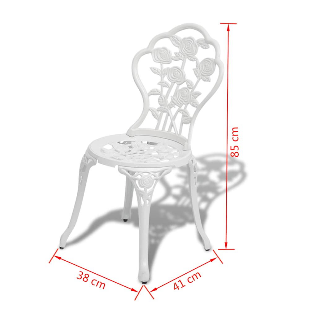 3-tlg. Bistro-Set Aluminiumguss Weiß