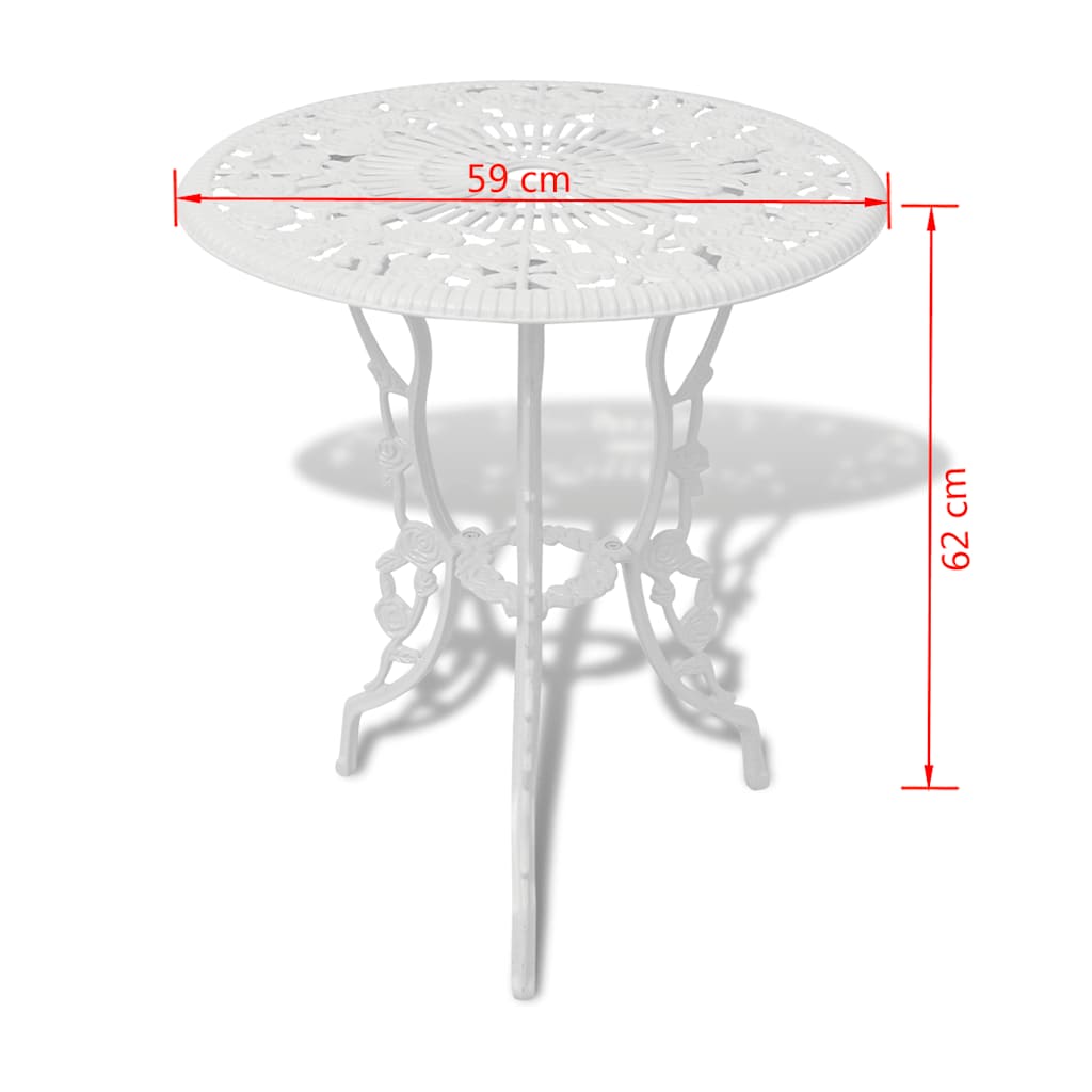 3-tlg. Bistro-Set Aluminiumguss Weiß