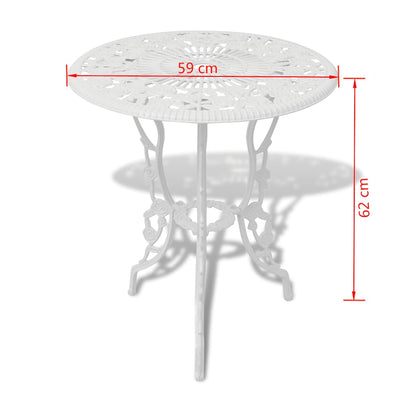 3-tlg. Bistro-Set Aluminiumguss Weiß