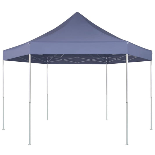 Tente de fête pop-up hexagonale pliable bleu foncé 3,6x3,1 m