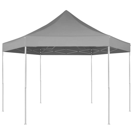 Tente de fête Pop-Up Hexagonale Pliable Grise 3,6x3,1 m