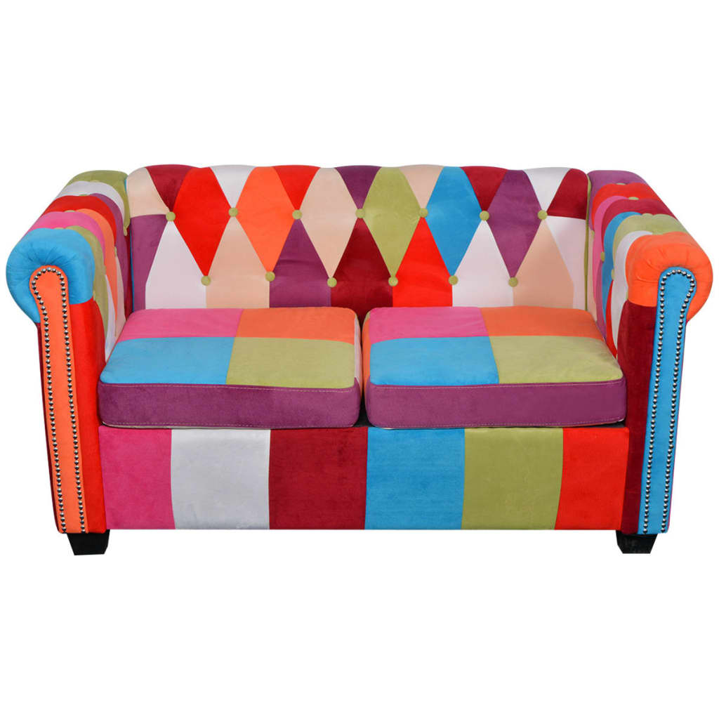 Chesterfield-Sofa 2-Sitzer-Sofa Stoff