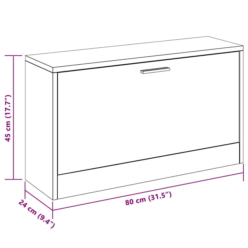 Schuhbank Eiche 80x24x45 cm