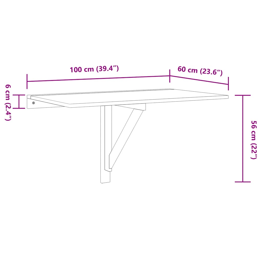 Wandklapptisch Eiche 100x60 cm