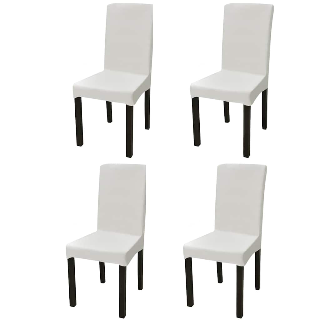 Stretch-Stuhlhussen Gerade 4 Stk. Creme