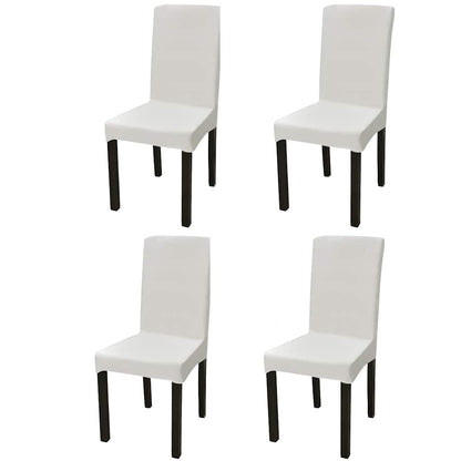 Stretch-Stuhlhussen Gerade 4 Stk. Creme