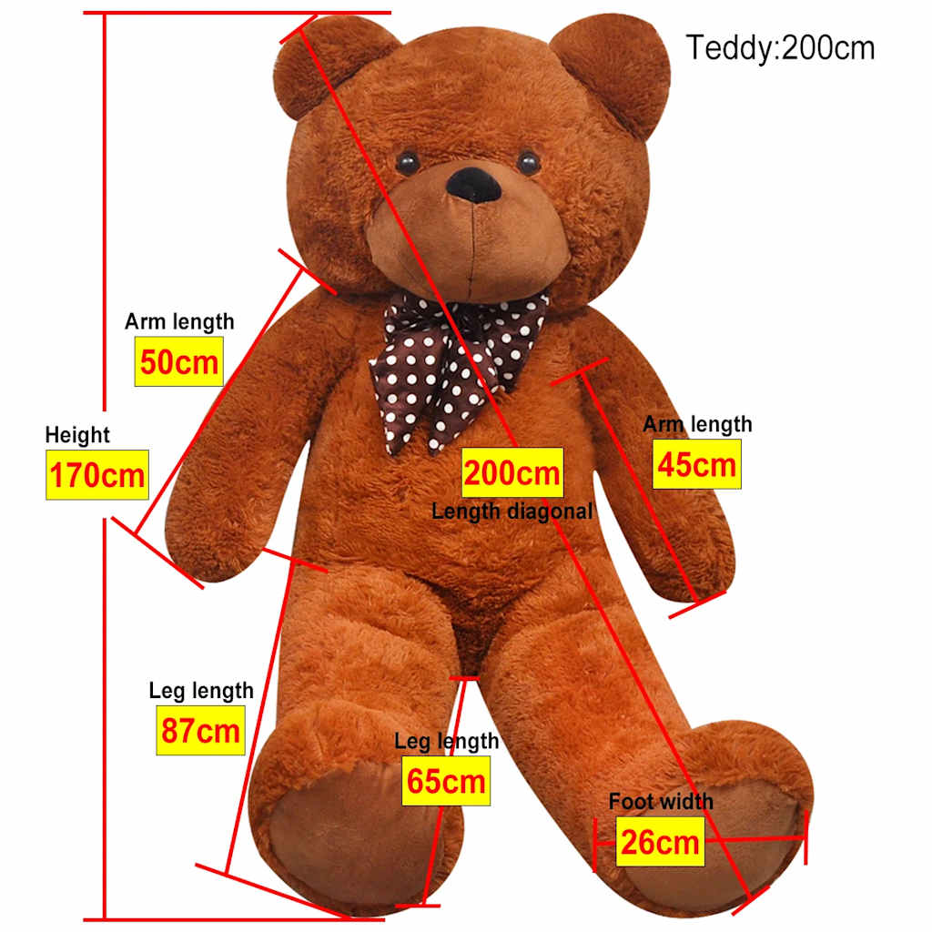 Teddybär Kuscheltier Plüsch Braun 170 cm