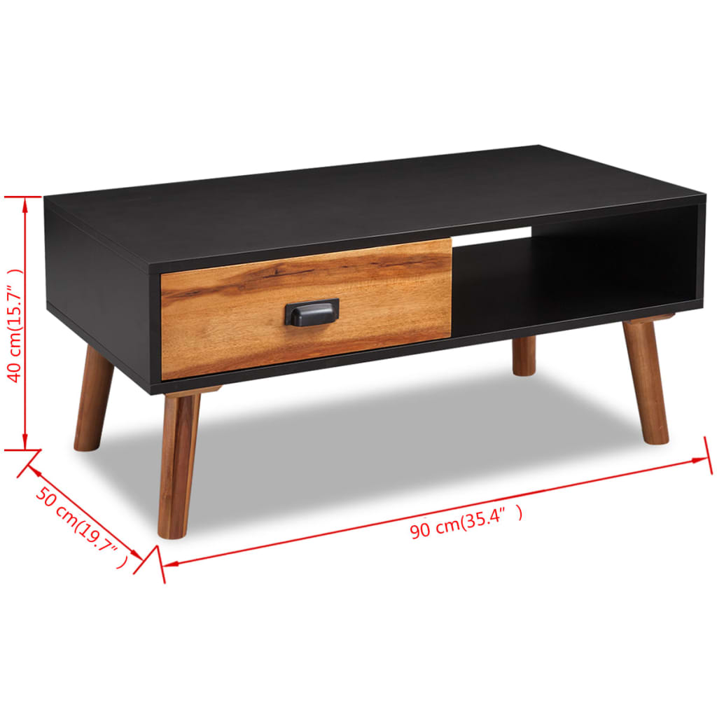Table basse en bois d'acacia massif 90 x 50 x 40 cm