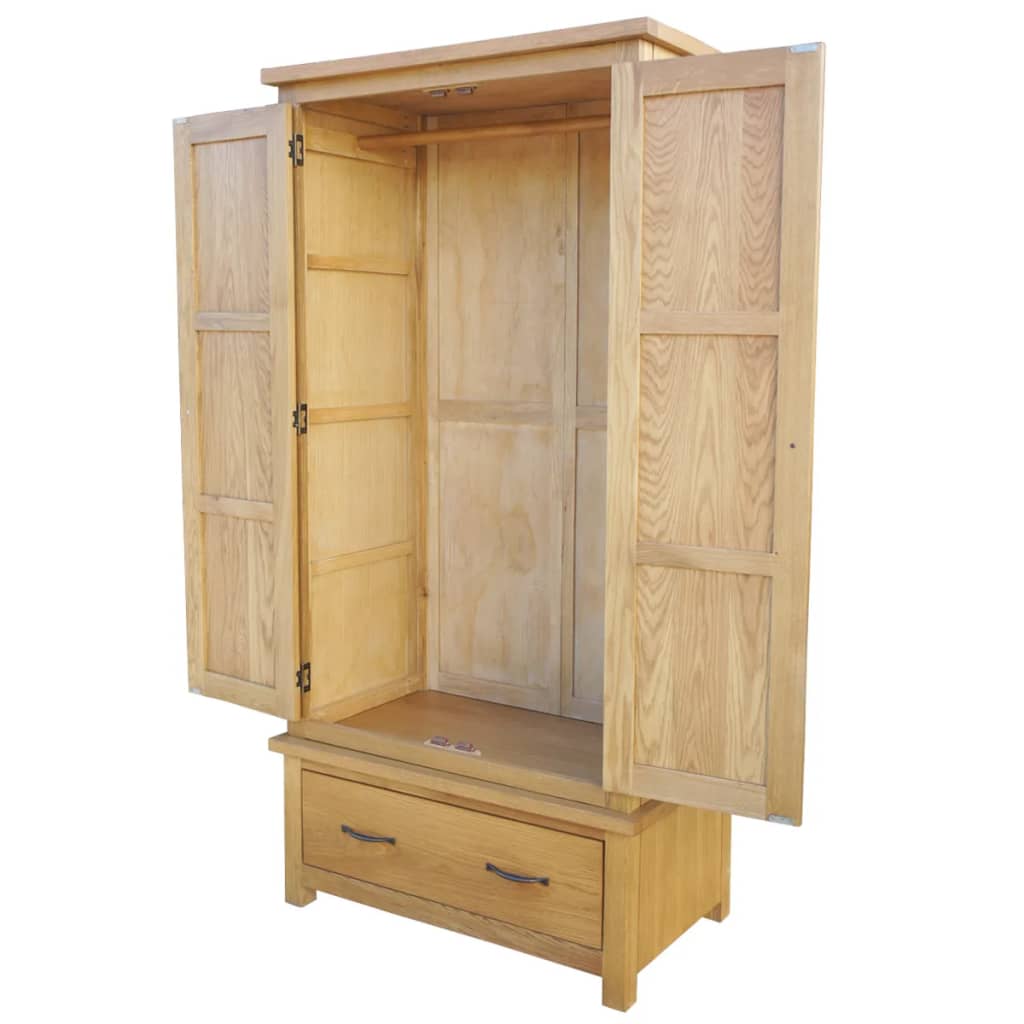 Kleiderschrank mit 1 Schublade 90x52x183 cm Massivholz Eiche