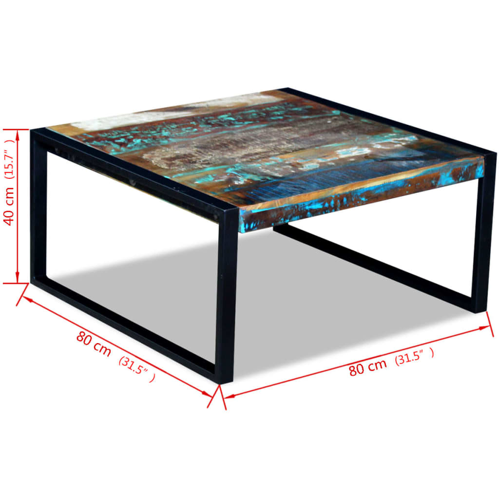 Couchtisch Altholz Massiv 80x80x40 cm