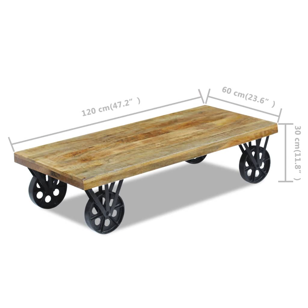 Table basse en bois de manguier 120x60x30 cm