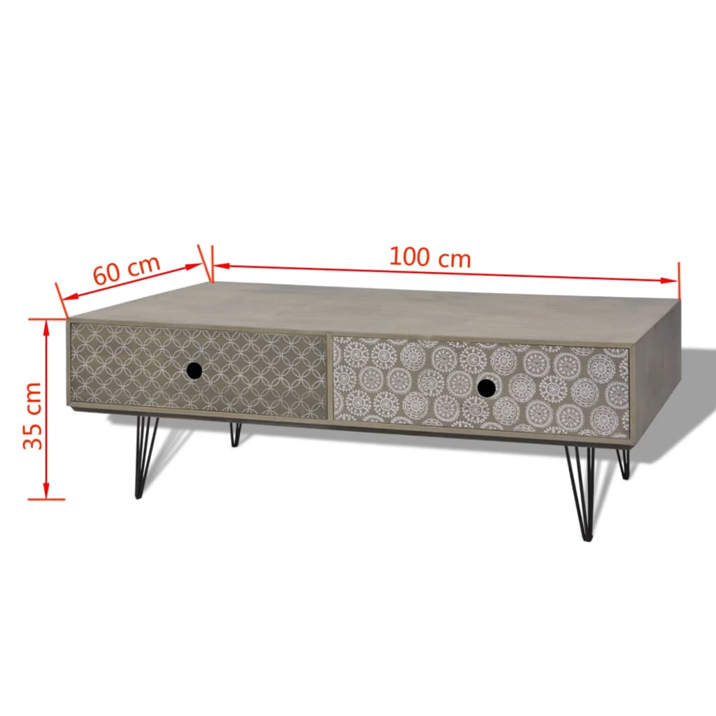 Couchtisch 100x60x35 cm Grau