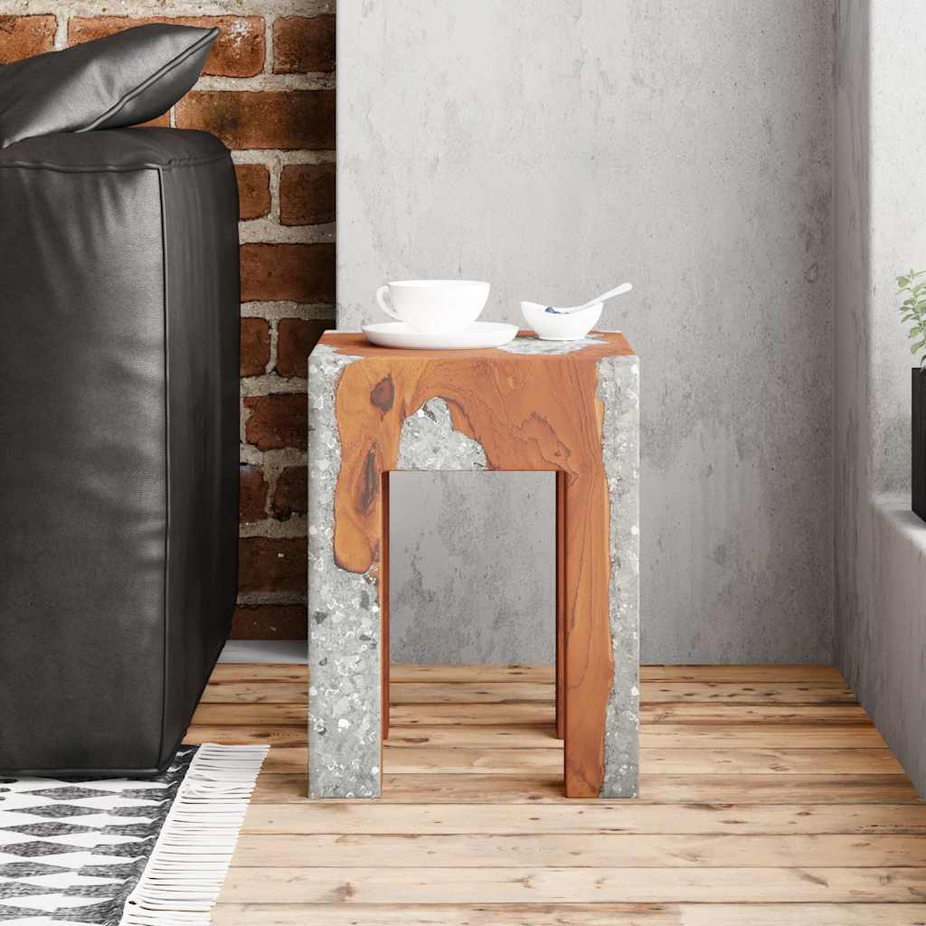 Hocker Massivholz Teak und Harz