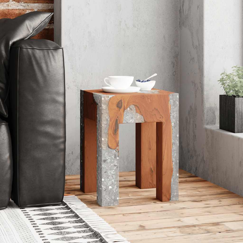 Hocker Massivholz Teak und Harz