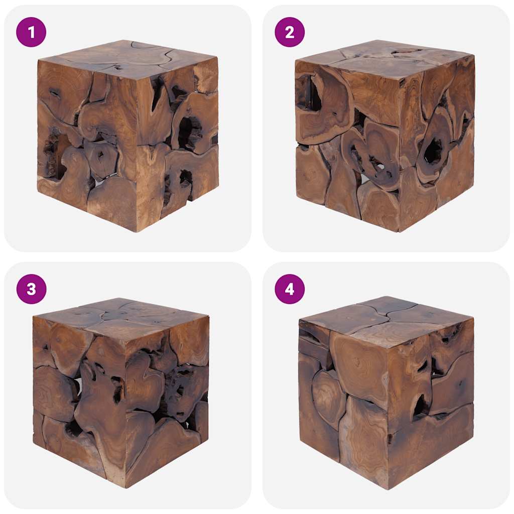 Hocker Braun 40x40x45 cm Massivholz Teak