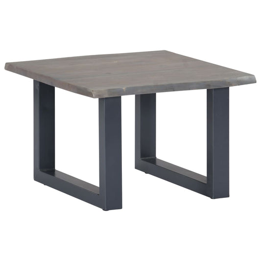 Coffee table with natural edges grey 60x60x40 cm solid acacia wood