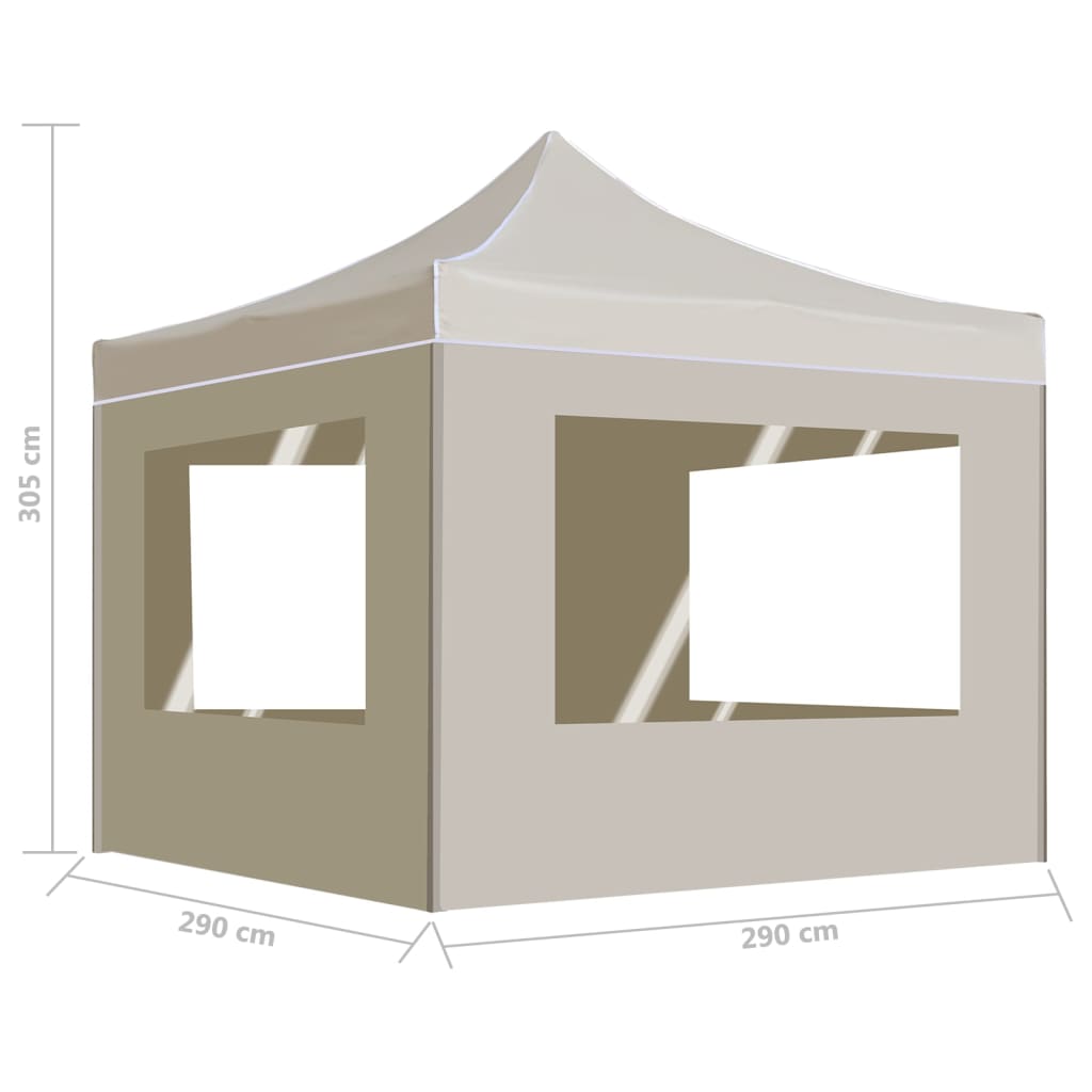 Tente de fête professionnelle pliable avec parois en aluminium 3x3 m crème