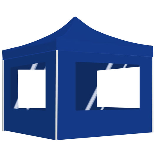 Profi-Partyzelt Faltbar mit Wänden Aluminium 3x3 m Blau