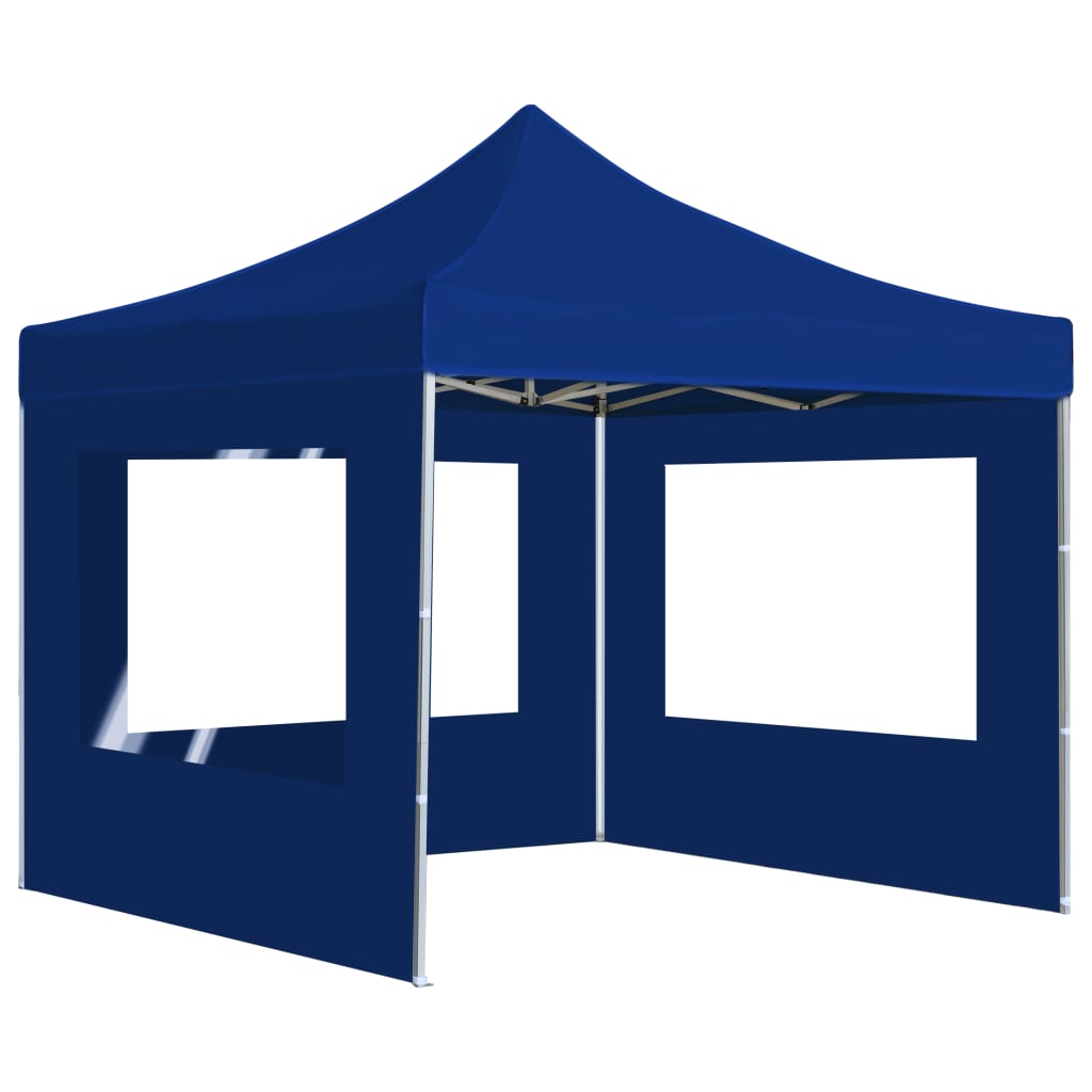 Profi-Partyzelt Faltbar mit Wänden Aluminium 3x3 m Blau