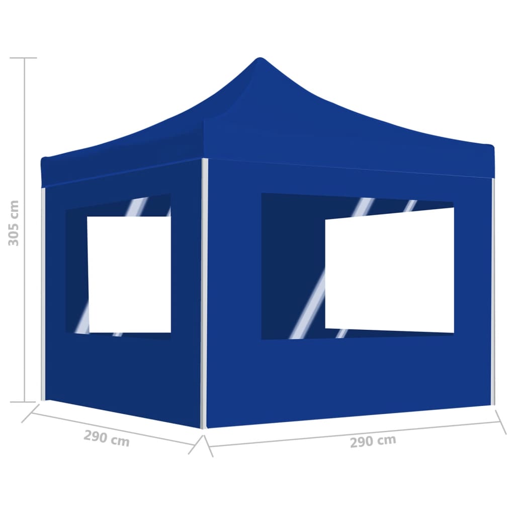 Profi-Partyzelt Faltbar mit Wänden Aluminium 3x3 m Blau